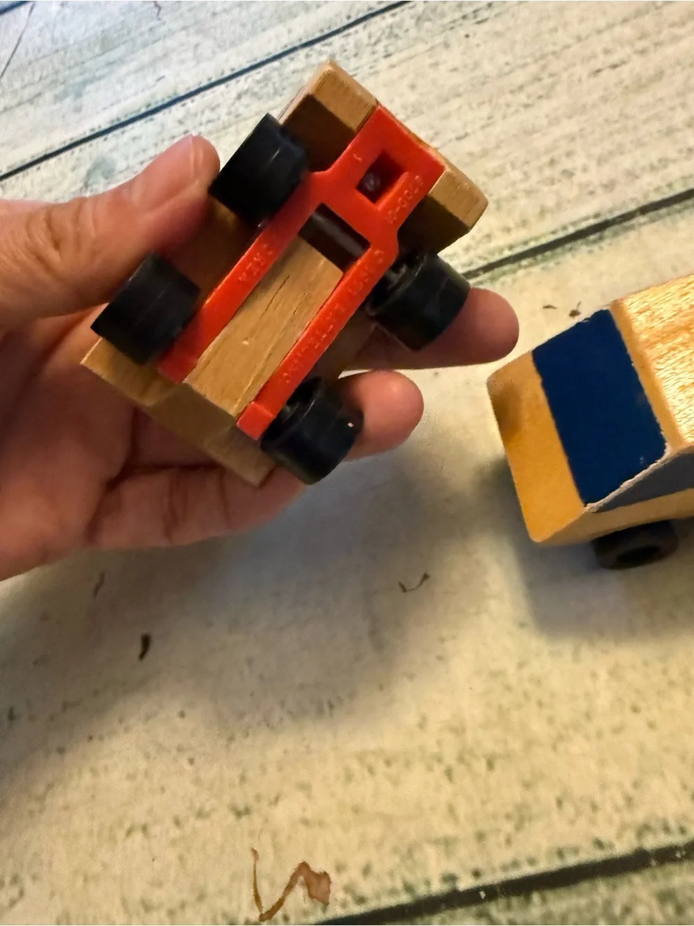Vintage Snoopy's Fish Truck wooden toy 1971 Mattel Putt-Putt wooden cars